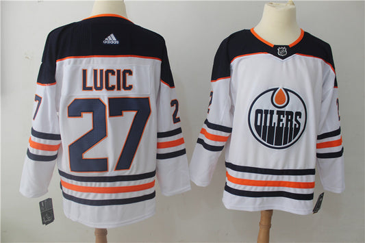 Men's Edmonton Oilers Milan Lucic #27 White Breakaway Player Jersey1