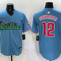 Men's Philadelphia Phillies Kyle Schwarber #12 Blue Player Jersey1