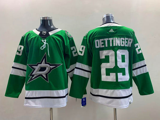 Men's Dallas Stars Jake Oettinger #29 Kelly Green Home Breakaway Player Jersey1
