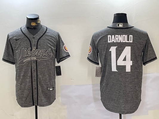 Men's Minnesota Vikings Sam Darnold #14 Gray Team Game Jersey1