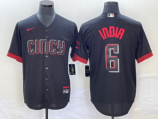 Men's Cincinnati Reds Jonathan India #6 Black 2023 City Connect Replica Player Jersey1