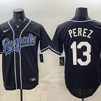 Men's Kansas City Royals Salvador Perez #13 Fashion Replica Black Out Jersey