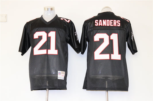 Men's Atlanta Falcons Deion Sanders Mitchell & Ness Black Legacy Replica Jersey1