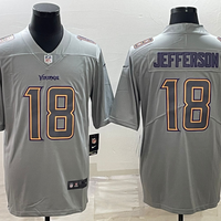 Men's Minnesota Vikings Justin Jefferson #18 Gray Atmosphere Fashion Game Jersey1