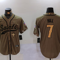 Men's New Orleans Saints Taysom Hill #7 Olive 2022 Salute To Service Jersey1