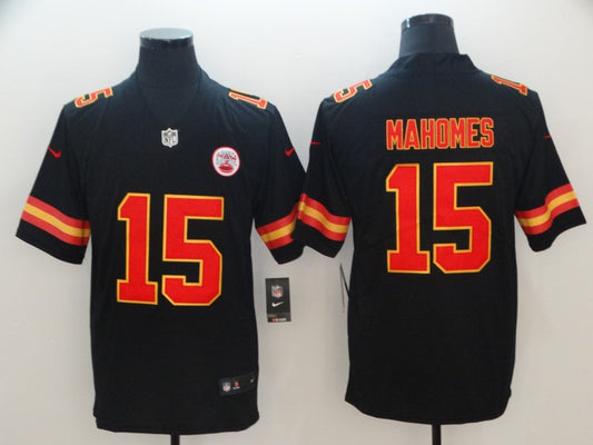 Men's Kansas City Chiefs Patrick Mahomes #15 Black Game Jersey1
