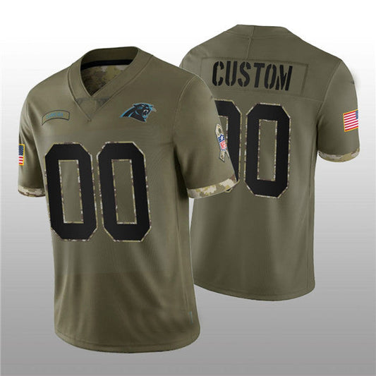 Custom1 Carolina Panthers ACTIVE PLAYER 2022 Olive Salute To Service Limited Stitched Jersey1 Football Jerseys