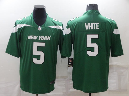 Men's New York Jets Mike White #5 Green Game Jersey1