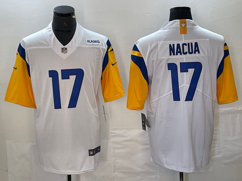 Men's Los Angeles Rams Puka Nacua #17 White Game Jersey1
