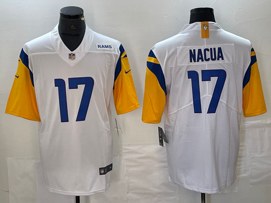 Men's Los Angeles Rams Puka Nacua #17 White Game Jersey1