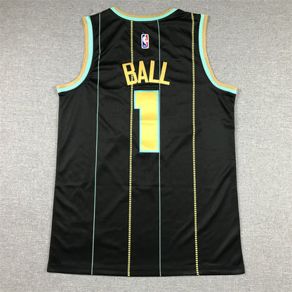 Men's Charlotte Hornets LaMelo Ball #1 Black 2022/23 Swingman jersey1 - City Edition