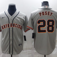 Men's San Francisco Giants Buster Posey #28 Gray Replica Baseball Jersey1