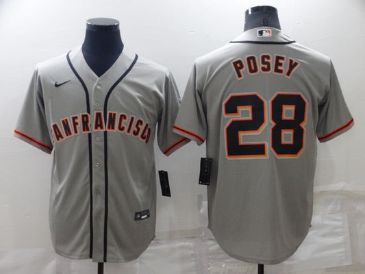 Men's San Francisco Giants Buster Posey #28 Gray Replica Baseball Jersey1