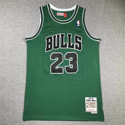 Men's Chicago Bulls Michael Jordan #23 Green 1997-98 Hardwood Classics Authentic Jersey1