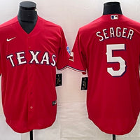 Men's Texas Rangers Corey Seager #5 Red Replica Player Jersey1