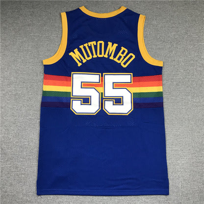 Men's Denver Nuggets Dikembe Mutombo 1991-92 Blue Hardwood Classics Swingman Jersey1