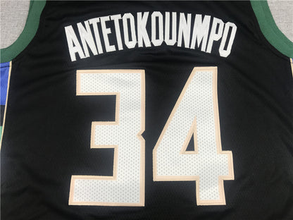 Men's Milwaukee Bucks Giannis Antetokounmpo #34 Black Player Jersey1