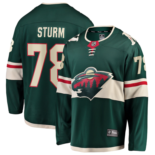 Men's Minnesota Wild Nico Sturm #78 Fanatics Green Home Breakaway Jersey