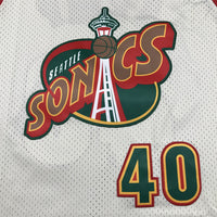 Men's Seattle Supersonics Shawn Kemp #40 Cream Chainstitch Swingman Jersey