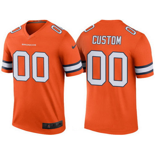 Custom1 Denver Broncos Orange  Color Rush Legend Limited Jersey1 Stitched Jersey1 American Football Jerseys