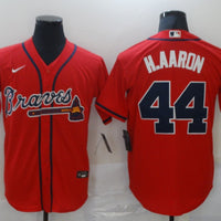 Men's Atlanta Braves Hank Aaron #44 Red Replica Jersey1