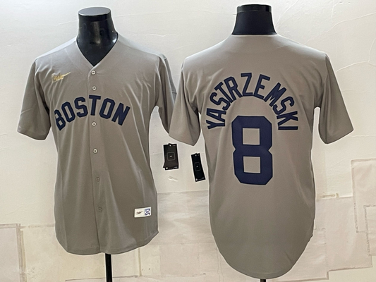 Men's Boston Red Sox Carl Yastrzemski #8 Gray Replica Player Jersey