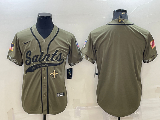 Men's New Orleans Saints Olive 2022 Salute To Service Retired Player Limited Blank Jersey1