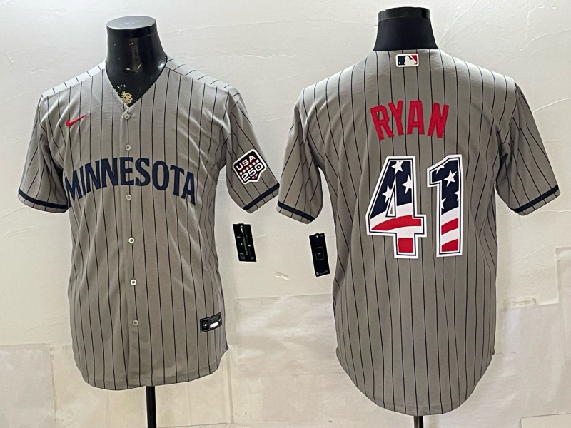 Men's Minnesota Twins Joe Ryan #41 Gray USA 250 Fourth of July Home Stadium Jersey