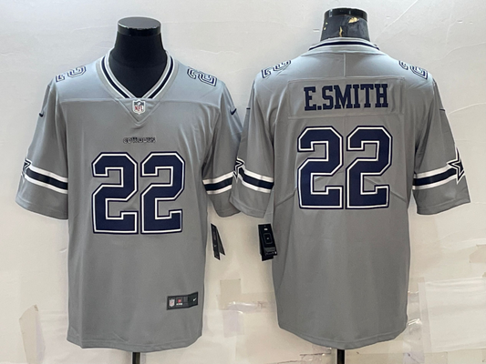 Men's Dallas Cowboys Emmitt Smith #22 Gray Inverted Legend Player Jersey1