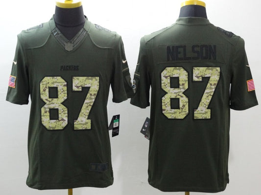 Men's Green Bay Packers Jordy Nelson #87 Army Green Game Jersey1