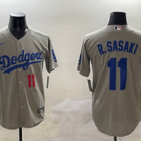 Men's Los Angeles Dodgers Roki Sasaki #11 Gray Replica Player Jersey1