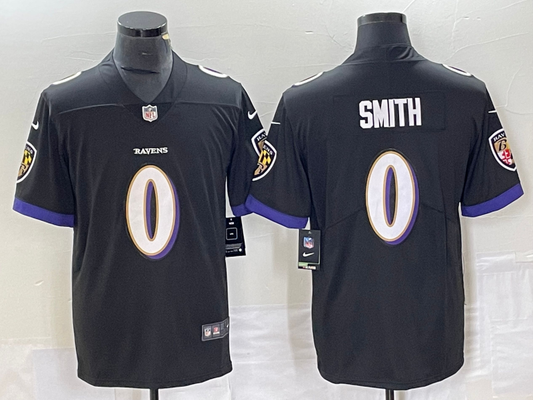 Men's Baltimore Ravens Roquan Smith #0 Black Team Game Jersey1