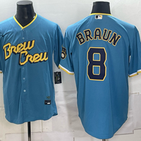 Men's Milwaukee Brewers Ryan Braun #8 Blue Replica Player Jersey