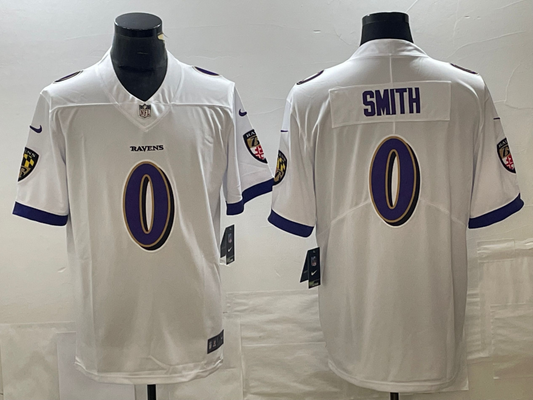 Men's Baltimore Ravens Roquan Smith #0 White Team Game Jersey1