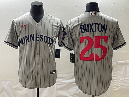 Men's Minnesota Twins Byron Buxton #25 Gray Alternate Replica Player Jersey1