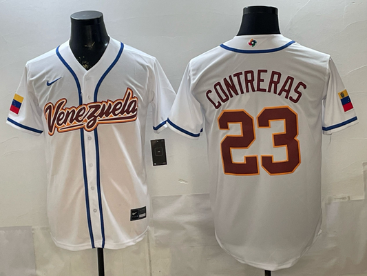 Men's Venezuela Baseball William Contreras #23 White 2026 World Baseball Classic Stadium Jersey