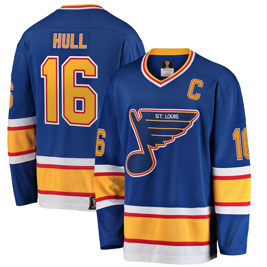 Men's St. Louis Blues Brett Hull #16 Blue Premier Breakaway Retired Player Jersey1