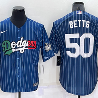 Men's Los Angeles Dodgers Mookie Betts #50 Blue Stitched Baseball Jersey1