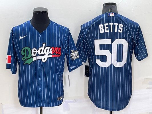 Men's Los Angeles Dodgers Mookie Betts #50 Blue Stitched Baseball Jersey1