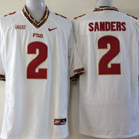 Men's Florida State Seminoles Deion Sanders #2 White Player Game Jersey