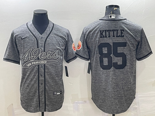 Men's San Francisco 49ers George Kittle #85 Grey Game Jersey1 Joint Edition