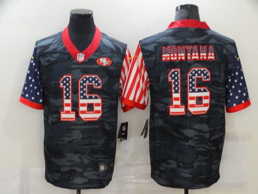 Men's San Francisco 49ers Joe Montana #16 Gray Camouflage Game Player Jersey1