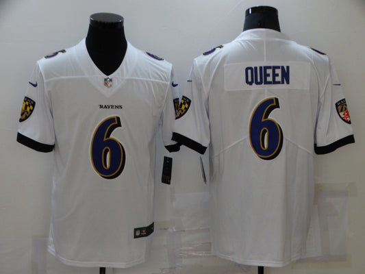 Men's Baltimore Ravens Patrick Queen #6 White Game Jersey1