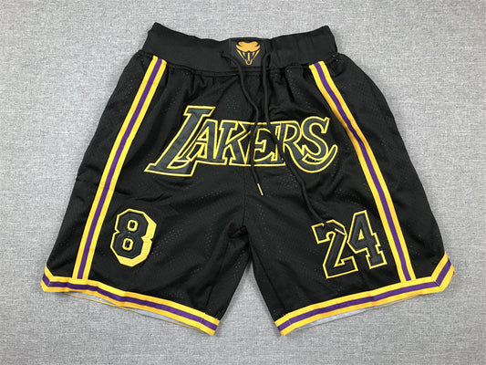 Men's Los Angeles Lakers #8-24 Black Pocket Shorts1
