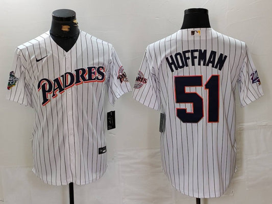 Men's San Diego Padres Trevor Hoffman #51 White Replica Player Jersey1