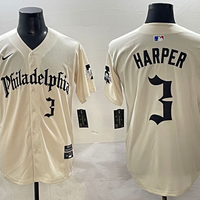 Men's Philadelphia Phillies Bryce Harper #3 Cream Limited Player Jersey