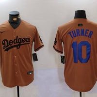 Men's Los Angeles Dodgers Justin Turner #10 Brown Replica Player Jersey1