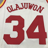 Men's Houston Rockets Hakeem Olajuwon #34 Cream Chainstitch Swingman Jersey1