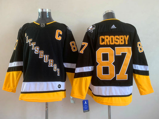 Men's Pittsburgh Penguins sidney crosby  #87 Black Game Jersey1