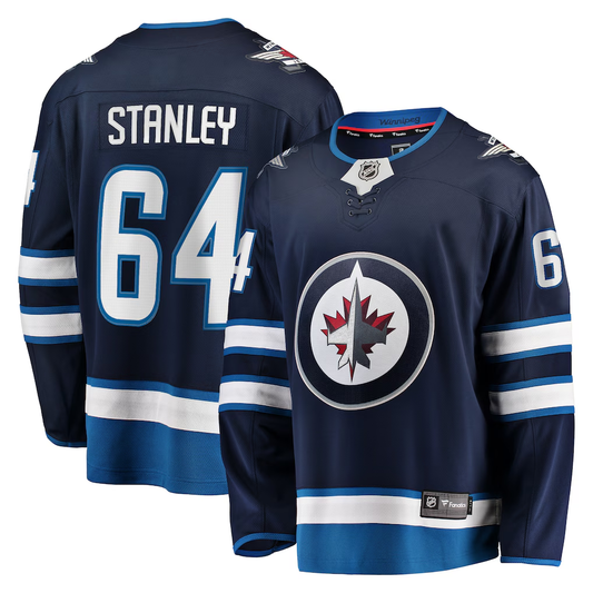 Men's Winnipeg Jets Logan Stanley #64 Fanatics Navy Home Breakaway Player Jersey